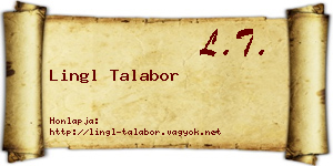 Lingl Talabor névjegykártya